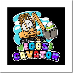 Egg Cavator Happy Easter Easter Bunny Kawaii Bunny Posters and Art